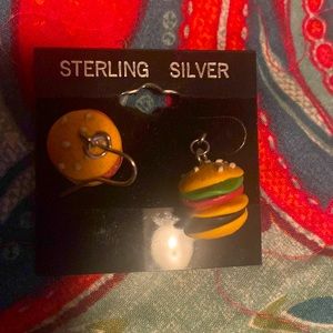 Cute burger earrings